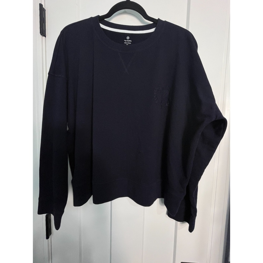 Talbots Tennis Racket Embroidered Sweatshirt Womens XL Navy Long Sleeve Preppy